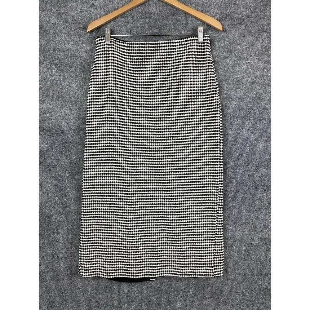 Mongo MNG Skirt Women's Large Houndstooth Black White Long
